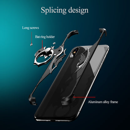 Oatsbasf Batman Airbag Bumper Metal Case Cover with Bat Ring Holder Bracket