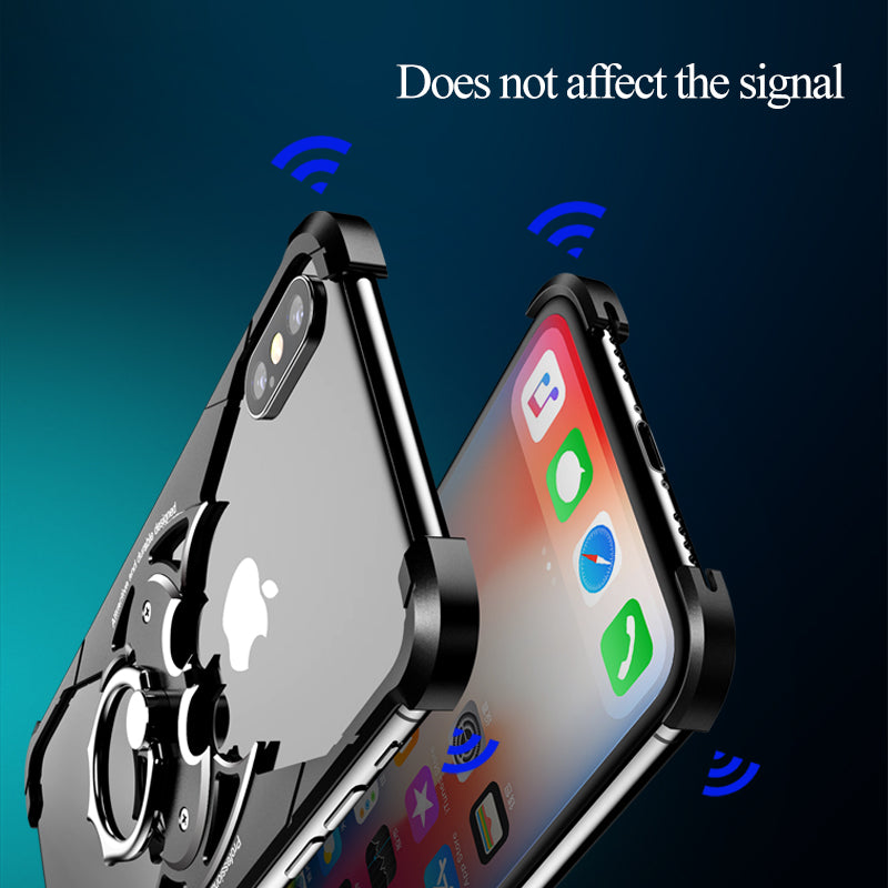 Oatsbasf Batman Airbag Bumper Metal Case Cover with Bat Ring Holder Bracket