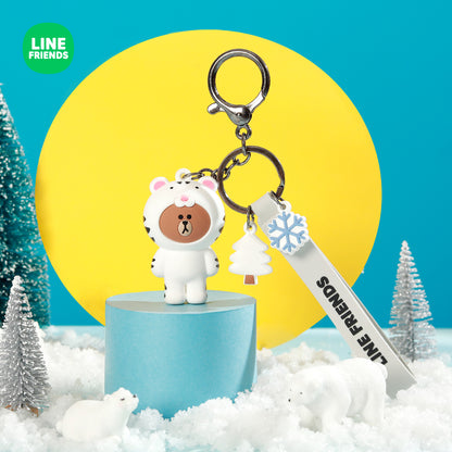 Line Friends Keychain Ring Cute Doll Pendant Anti-lost Strap Silicone Lanyard