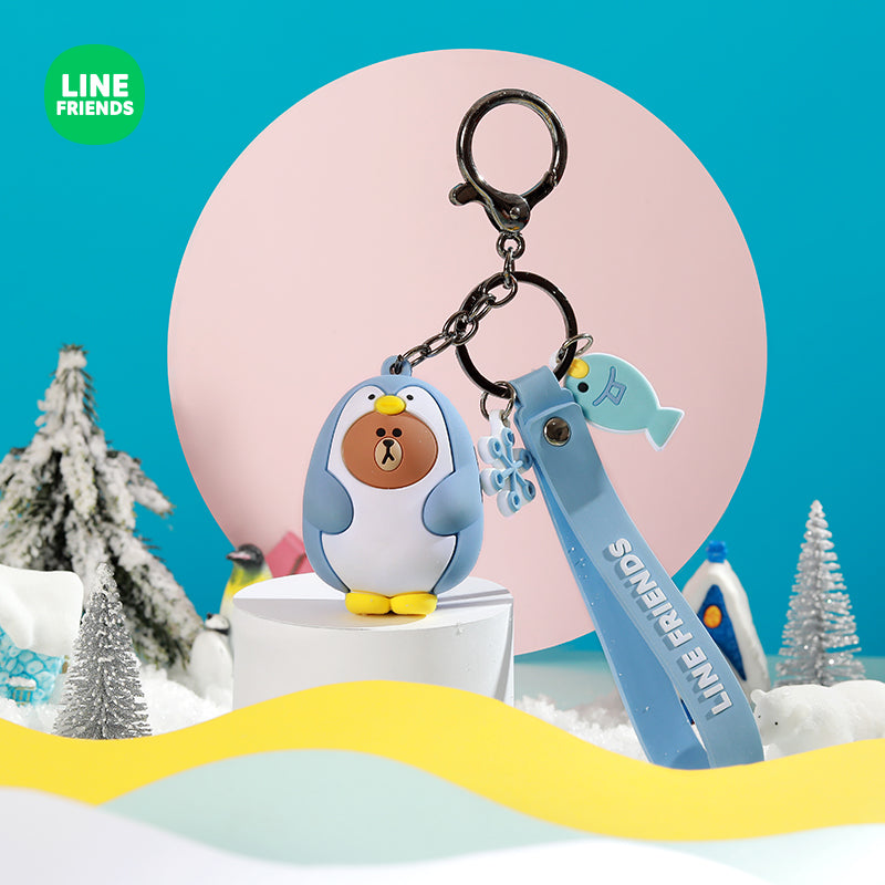 Line Friends Keychain Ring Cute Doll Pendant Anti-lost Strap Silicone Lanyard