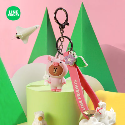 Line Friends Keychain Ring Cute Doll Pendant Anti-lost Strap Silicone Lanyard