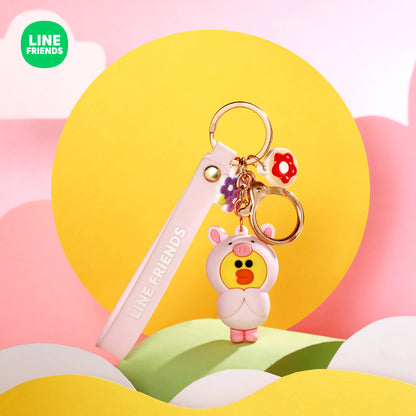 Line Friends Keychain Ring Cute Doll Pendant Anti-lost Strap Silicone Lanyard