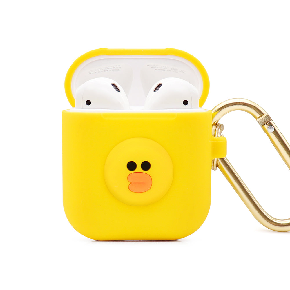 GARMMA Line Friends Shockproof Apple AirPods 2&1 Charging Case Cover with Carabiner Clip