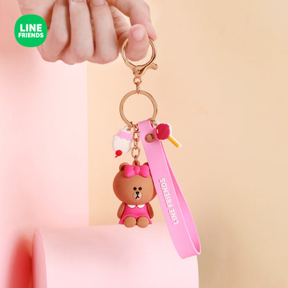 Line Friends Keychain Ring Cute Doll Pendant Anti-lost Strap Silicone Lanyard