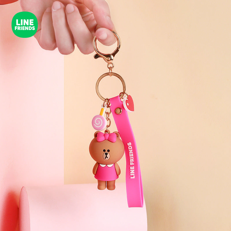 Line Friends Keychain Ring Cute Doll Pendant Anti-lost Strap Silicone Lanyard