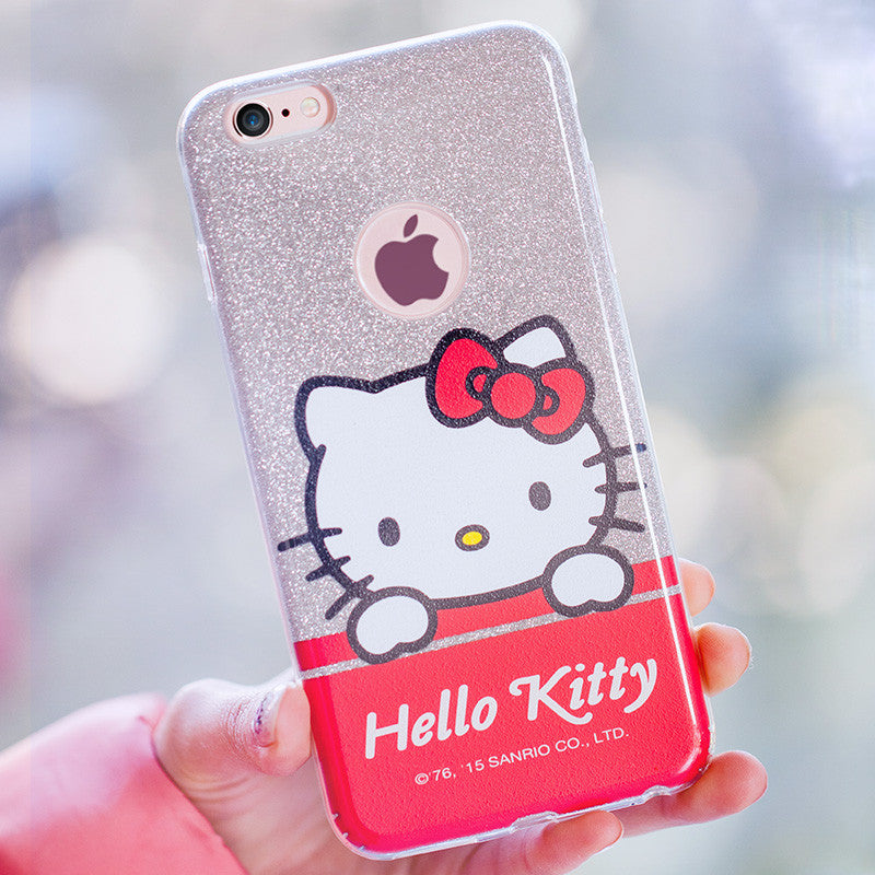 X-Doria Hello Kitty Twinkle Glitter Slim TPU Frame Sparkle PC Cover Case for Apple iPhone