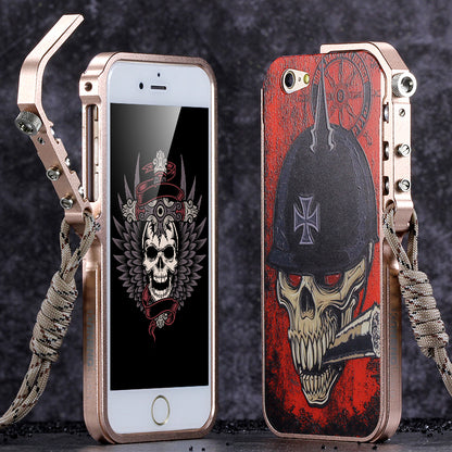 KANENG Mechanical Arm Trigger Aluminum Metal Bumper Skull PC Back Case Cover