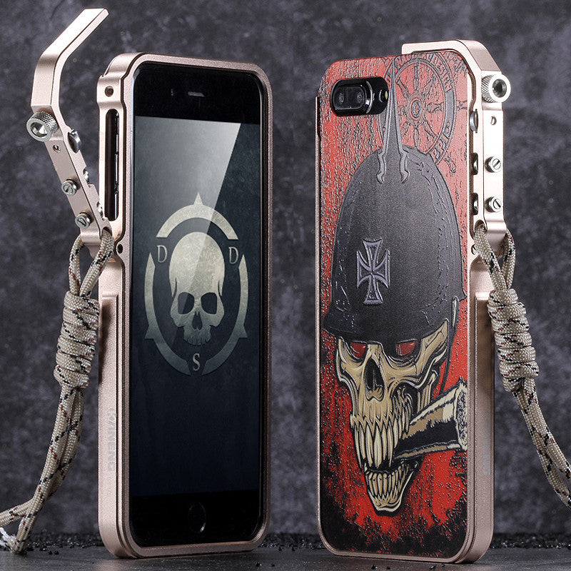 KANENG Mechanical Arm Trigger Aluminum Metal Bumper Skull PC Back Case Cover