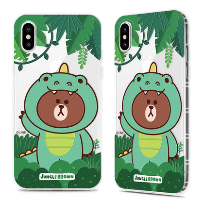 GARMMA Line Friends Jungle Brown Shockproof Air Barrier Transparent TPU Soft Back Cover Case