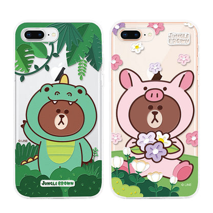 GARMMA Line Friends Jungle Brown Shockproof Air Barrier Transparent TPU Soft Back Cover Case