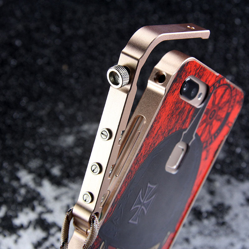 KANENG Mechanical Arm Trigger Aluminum Metal Bumper Skull PC Back Case Cover