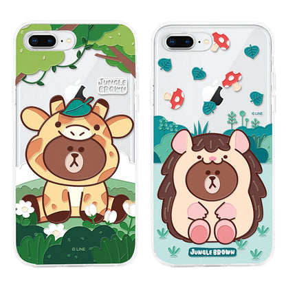 GARMMA Line Friends Jungle Brown Shockproof Air Barrier Transparent TPU Soft Back Cover Case