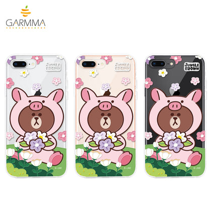 GARMMA Line Friends Jungle Brown Shockproof Air Barrier Transparent TPU Soft Back Cover Case