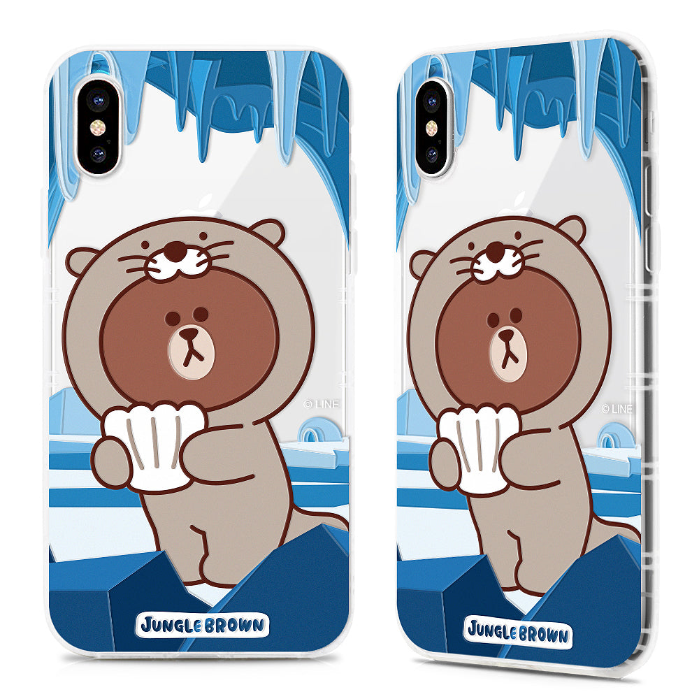 GARMMA Line Friends Jungle Brown Shockproof Air Barrier Transparent TPU Soft Back Cover Case