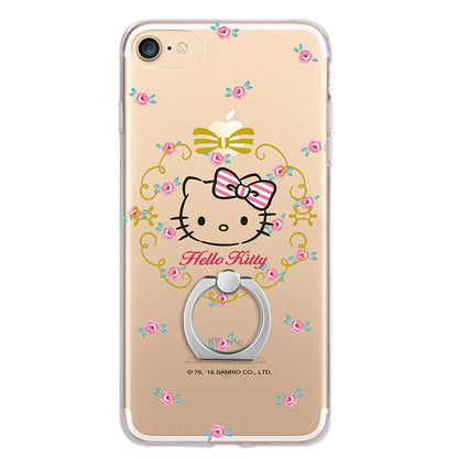 Hello Kitty Rhythm Slim Transparent TPU Bumper PC Cover Case w/ Ring Grip for Apple iPhone