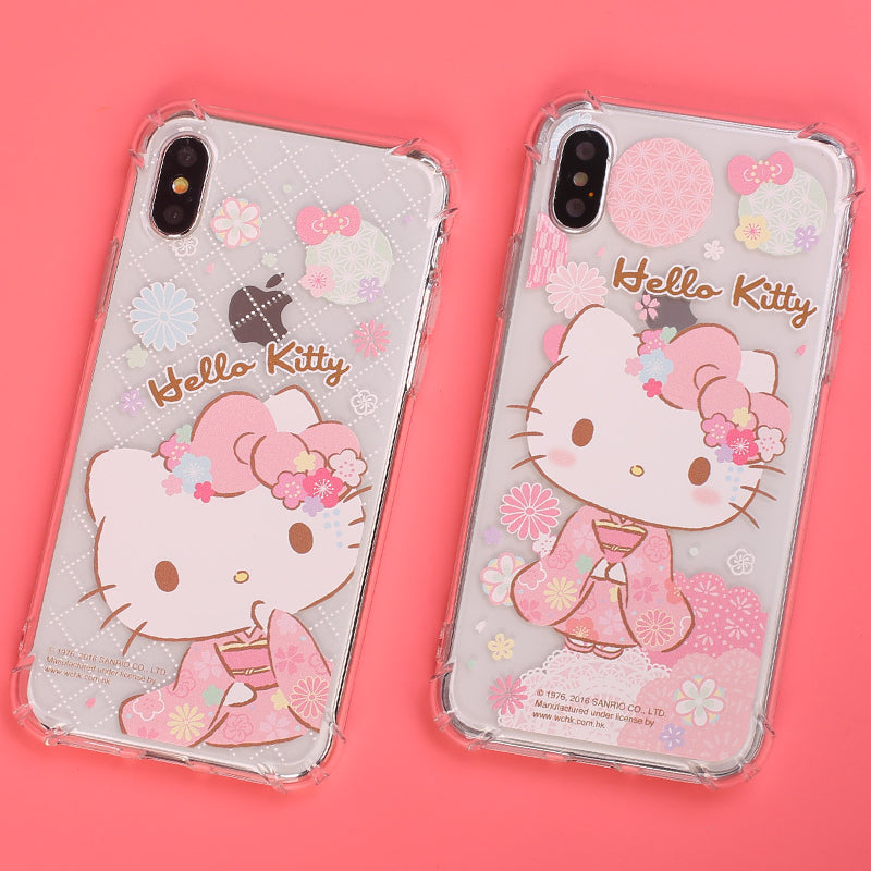 Hello Kitty Kimono Transparent Soft Back Cover Case for Apple iPhone XS/8 Plus/7 Plus/7