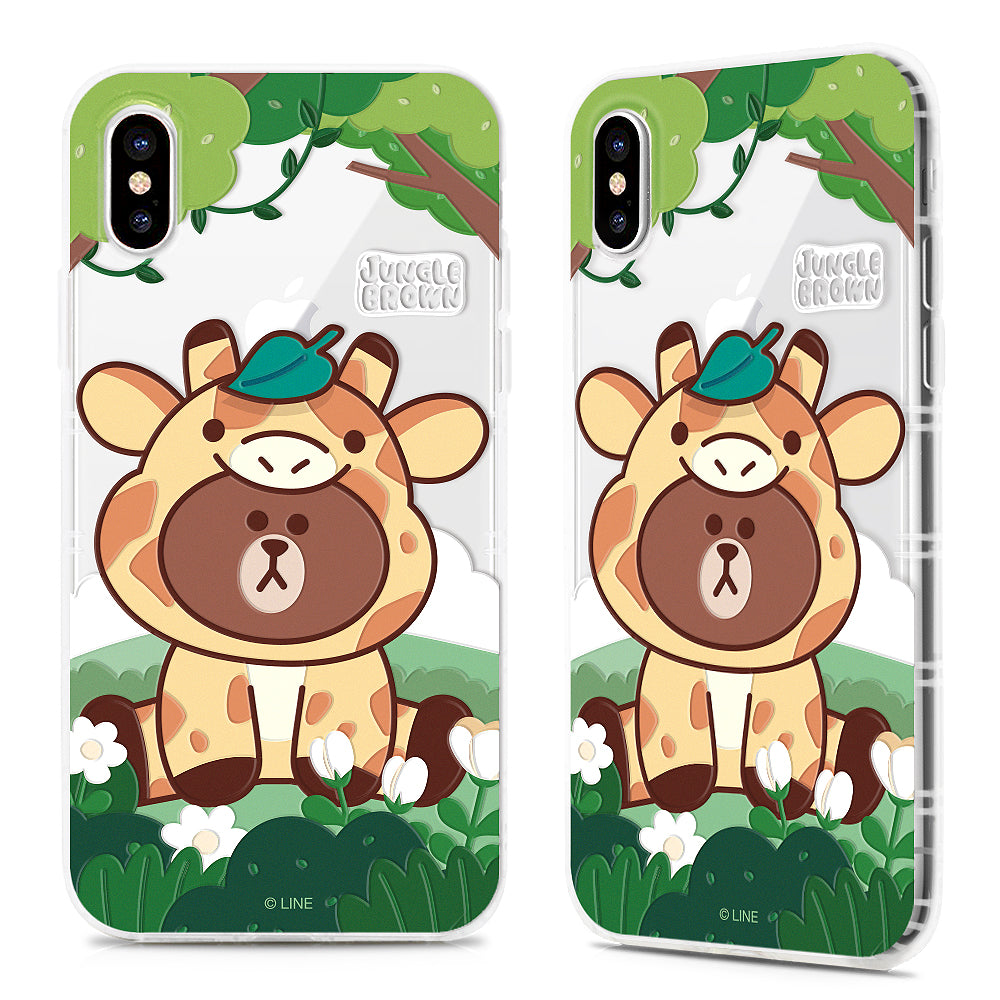 GARMMA Line Friends Jungle Brown Shockproof Air Barrier Transparent TPU Soft Back Cover Case