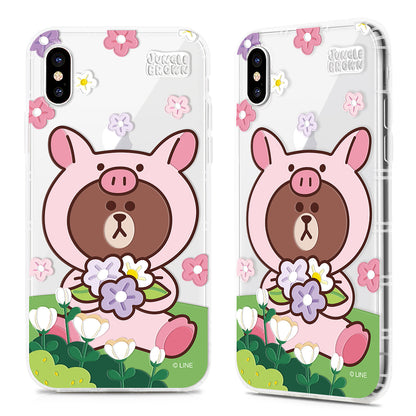 GARMMA Line Friends Jungle Brown Shockproof Air Barrier Transparent TPU Soft Back Cover Case