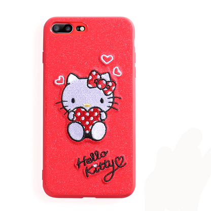 X-Doria Charm Hello Kitty 3D Embroidery Leather Case Cover for Apple iPhone XS/X/8 Plus/7 Plus/7