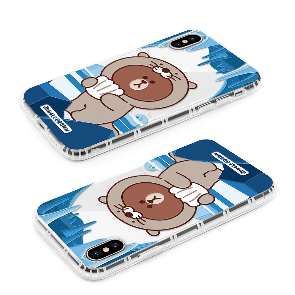 GARMMA Line Friends Jungle Brown Shockproof Air Barrier Transparent TPU Soft Back Cover Case