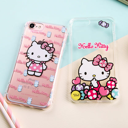 Hello Kitty Cincher Slim Waist Diamonds Transparent TPU Cover Case for Apple iPhone