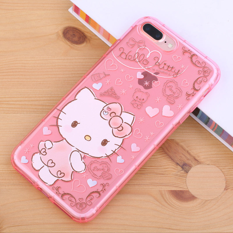 gourmandise Hello Kitty & My Melody Transparent TPU Soft Back Cover Case for Apple iPhone 8 Plus/7 Plus/7