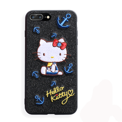 X-Doria Charm Hello Kitty 3D Embroidery Leather Case Cover for Apple iPhone XS/X/8 Plus/7 Plus/7