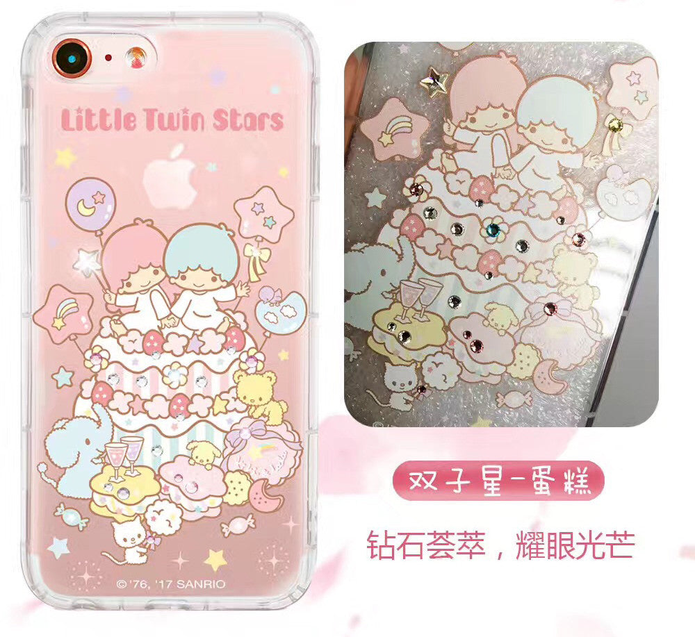 apbs Hello Kitty & My Melody & Little Twin Stars Air Cushion Diamonds TPU Cover Case