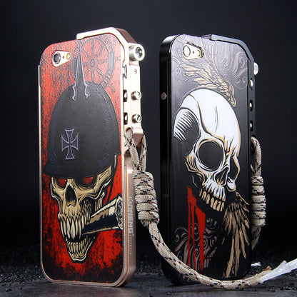 KANENG Mechanical Arm Trigger Aluminum Metal Bumper Skull PC Back Case Cover