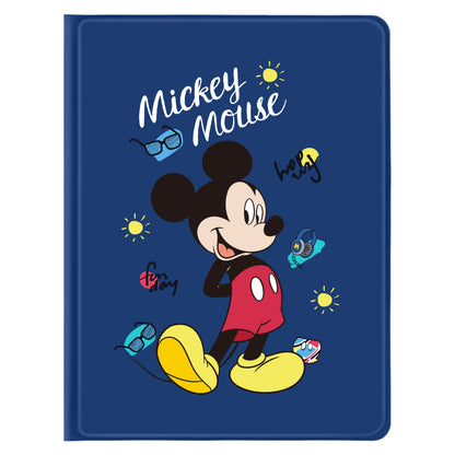 UKA Disney Mickey & Friends Auto Sleep Folio Stand Leather Case with Pencil Holder for Apple iPad