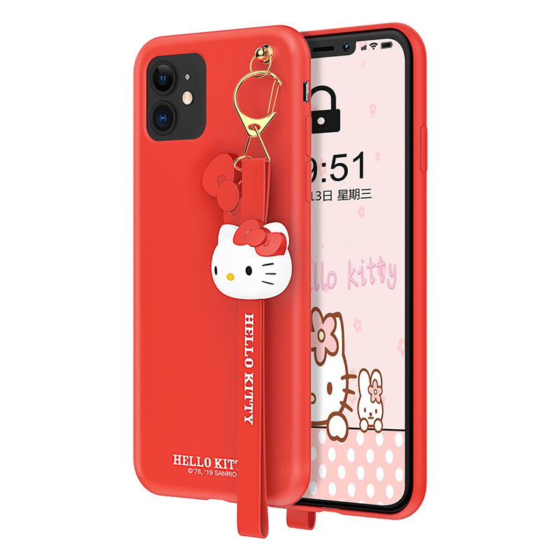 UKA Hello Kitty Liquid Silicone Case Cover with 3D Wrist Strap Lanyard