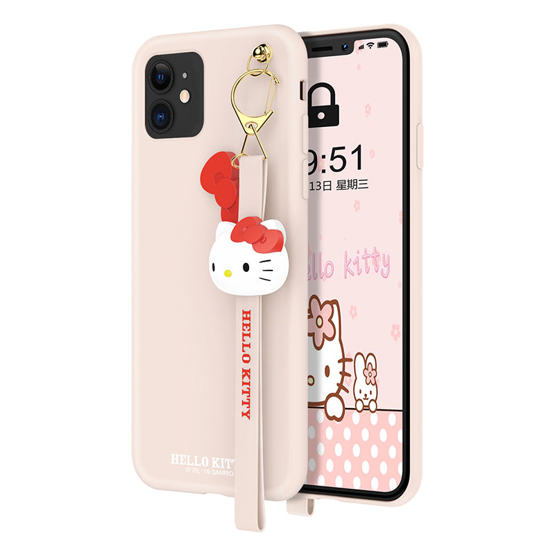 UKA Hello Kitty Liquid Silicone Case Cover with 3D Wrist Strap Lanyard