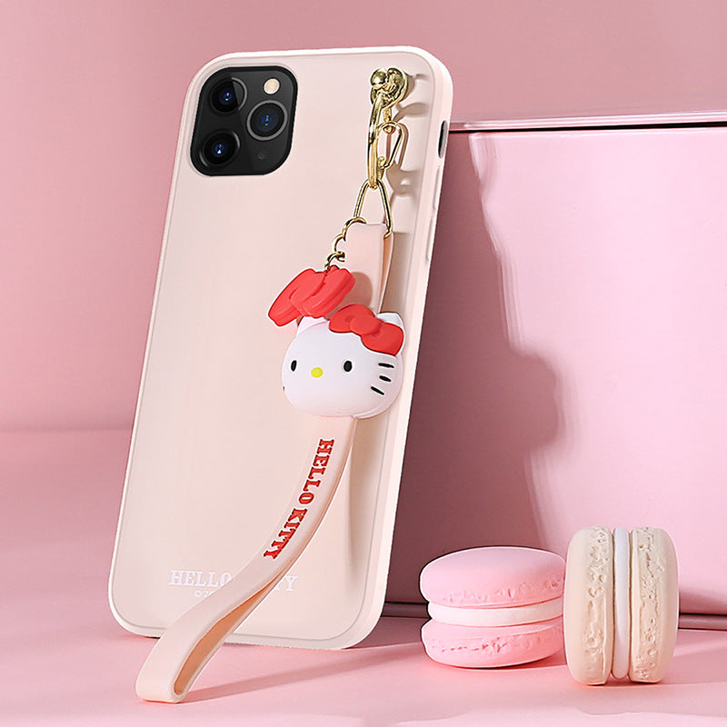 UKA Hello Kitty Liquid Silicone Case Cover with 3D Wrist Strap Lanyard