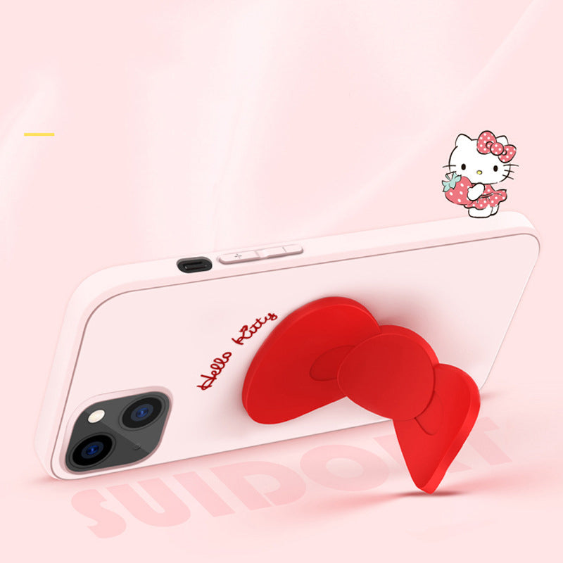 UKA Hello Kitty Liquid Silicone Case Cover with Bowknot Kickstand