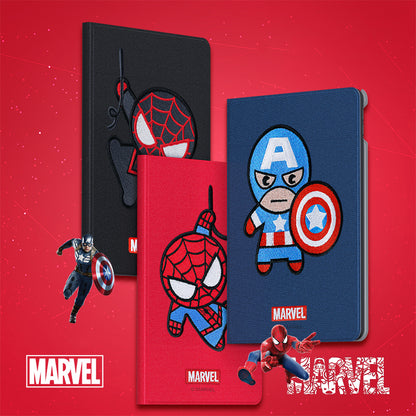 UKA Marvel Avengers 3D Embroidery Auto Sleep Folio Stand Leather Case Cover for Apple iPad