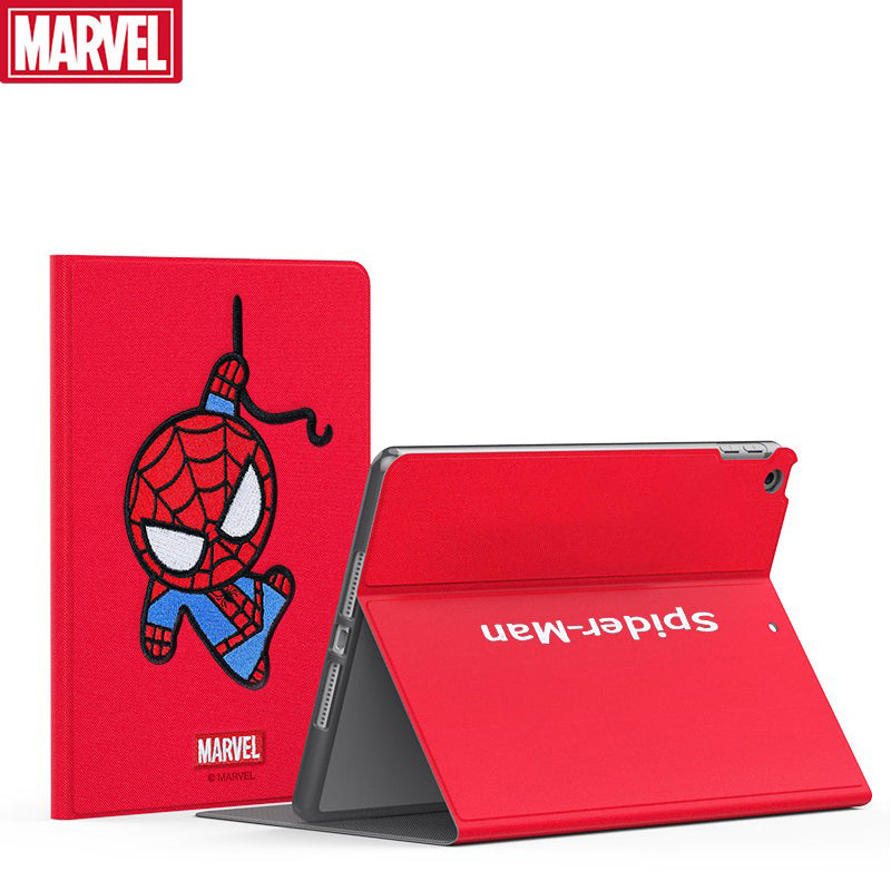 UKA Marvel Avengers 3D Embroidery Auto Sleep Folio Stand Leather Case Cover for Apple iPad