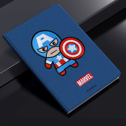 UKA Marvel Avengers 3D Embroidery Auto Sleep Folio Stand Leather Case Cover for Apple iPad