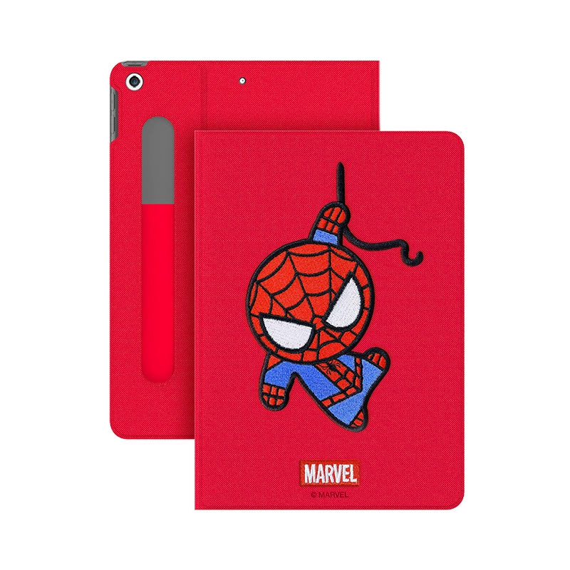 UKA Marvel Avengers 3D Embroidery Auto Sleep Folio Stand Leather Case Cover for Apple iPad