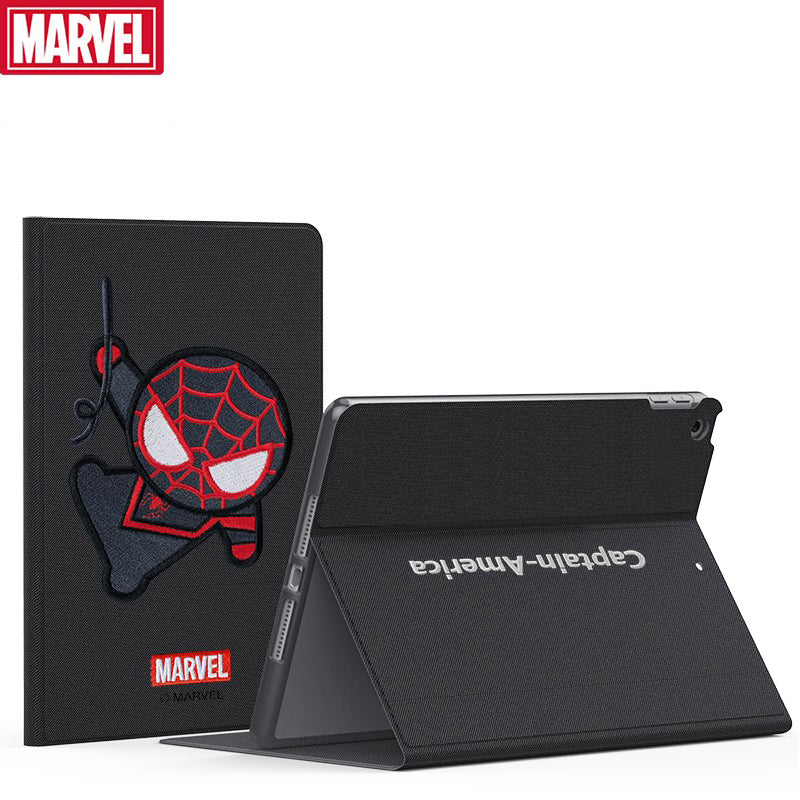 UKA Marvel Avengers 3D Embroidery Auto Sleep Folio Stand Leather Case Cover for Apple iPad