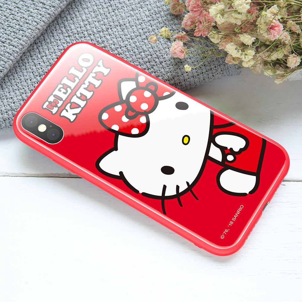 UKA Hello Kitty Tempered Glass Back Case for Apple iPhone