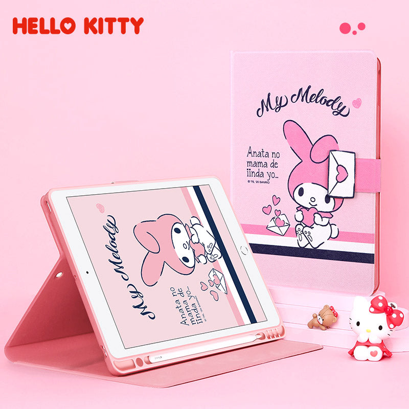 UKA Sanrio Characters Auto Sleep Folio Stand Leather Case with Pen Tray for Apple iPad