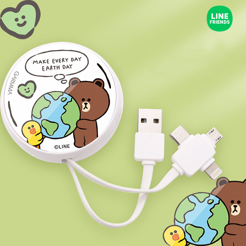 GARMMA Line Friends 3-in-1 Lightning+Type-C+Micro USB Extracted Extension Cable