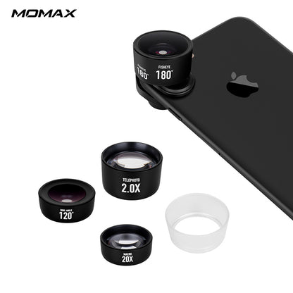 MOMAX X-Lens Macro + Wide-angle + Fisheye + CPL + Telephoto Clip-on Camera Lens Kit