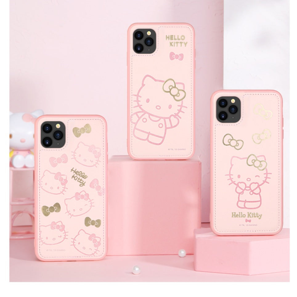 UKA Hello Kitty Gold Stamping PU Leather Back Cover Case