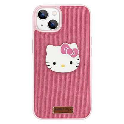 UKA Hello Kitty Retro Corduroy Premium Leather Back Case Cover