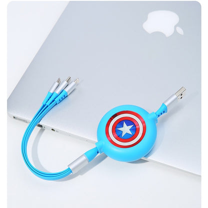 UKA Marvel Avengers Retractable 3-in-1 Lightning+Type-C+Micro USB Cable