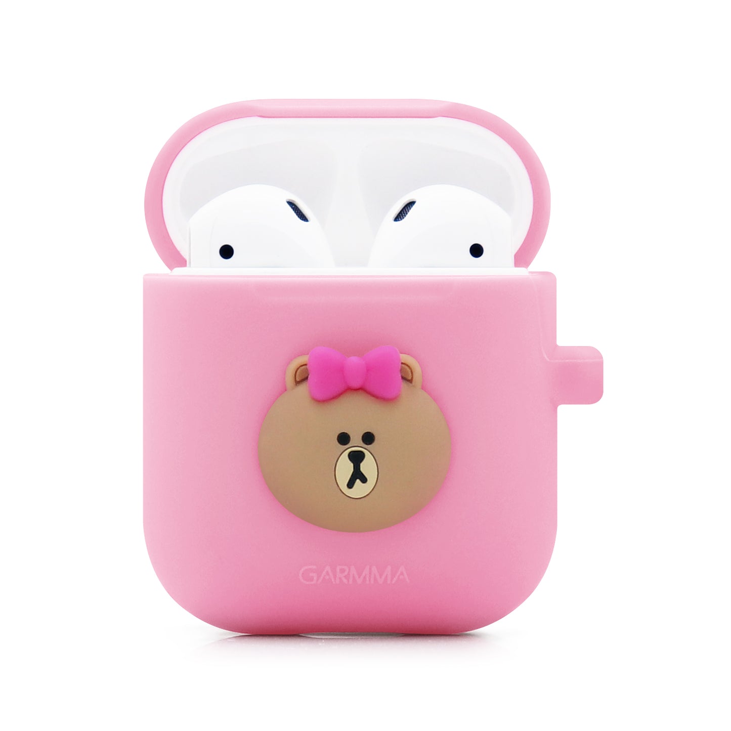 GARMMA Line Friends Shockproof Apple AirPods 2&1 Charging Case Cover with Carabiner Clip