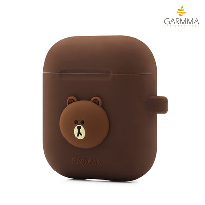 GARMMA Line Friends Shockproof Apple AirPods 2&1 Charging Case Cover with Carabiner Clip