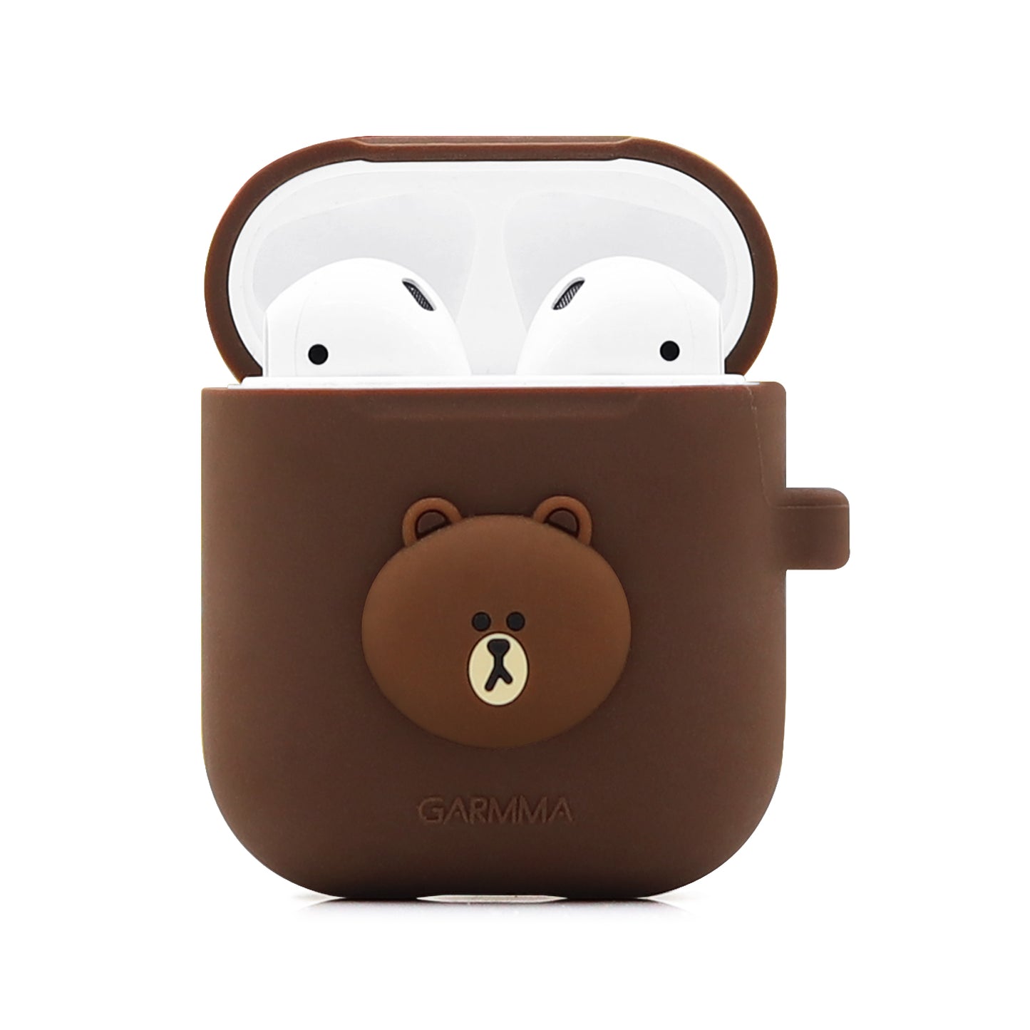 GARMMA Line Friends Shockproof Apple AirPods 2&1 Charging Case Cover with Carabiner Clip