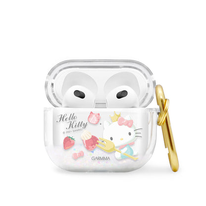 GARMMA Hello Kitty Glitter Quicksand Apple AirPods 3 Case Cover with Carabiner Clip